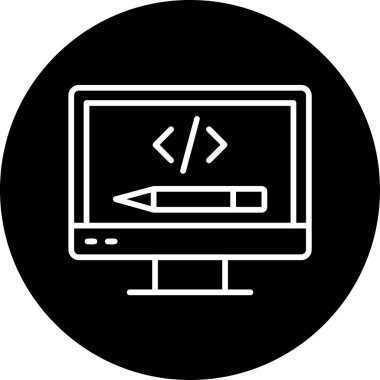 Kodlama ve Geliştirme konsepti simgesi, vektör illüstrasyonu basit tasarım