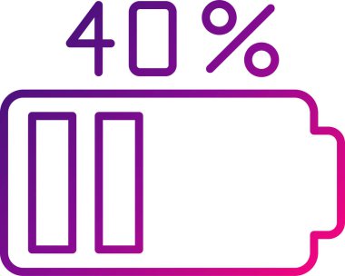 Pil Yüzdesi simgesi, vektör illüstrasyonu