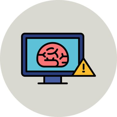 yapay zeka robot beyni ve bilgisayar simgesi