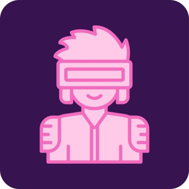 Siberpunk google kullanan erkek karakterin basit doğrusal resmi