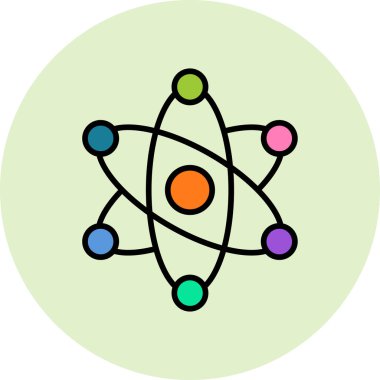 Bilim için vektör illüstrasyonunda gösterişli düz bir diatom simgesi.