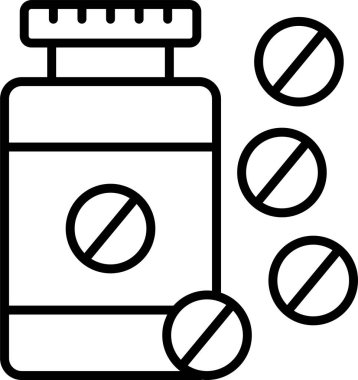 Aspirin hapları şişe ikon vektör çizimi