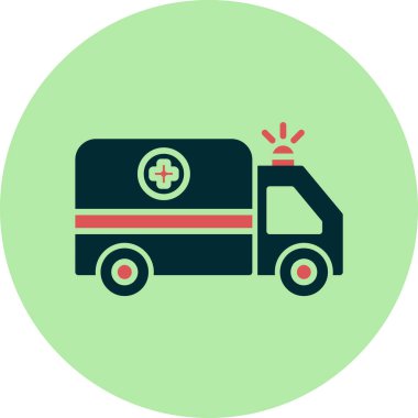 ambulans düz simgesi, vektör illüstrasyonu