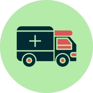 ambulans düz simgesi, vektör illüstrasyonu