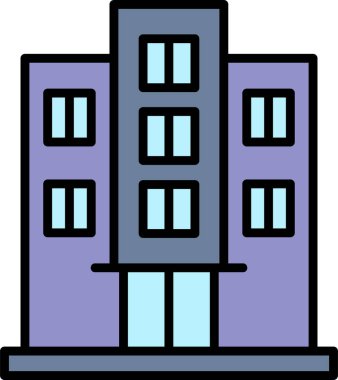 Otel binası simgesi, vektör illüstrasyonu