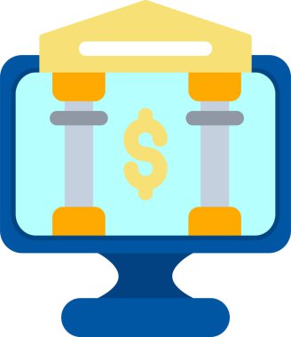çevrimiçi bankacılık düz vektör simgesi.