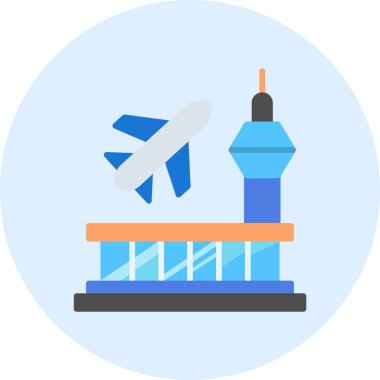 Havaalanı ve uçuş uçağı, sanat hava taşımacılığı altyapısının önemli bileşenlerini sembolize eder..