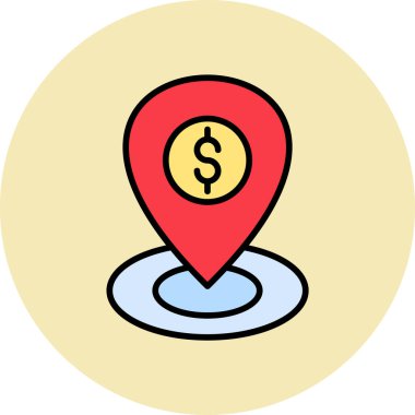 Dolar işareti konumu, vektör illüstrasyonu