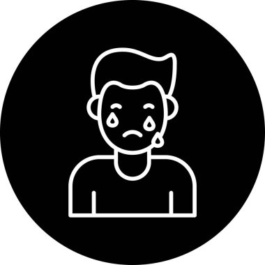 Üzgün ve ağlayan surat. Basit tasarım