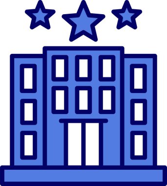 Otel binası simgesi, vektör illüstrasyonu