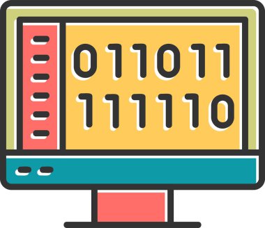 İkili Kod, Web simgesi basit illüstrasyon