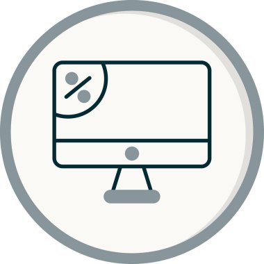 Bilgisayar monitörü. Basit illüstrasyon vektörü