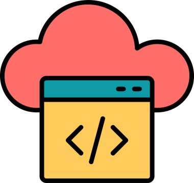 Bulut hizmet vektör satırı simgesi