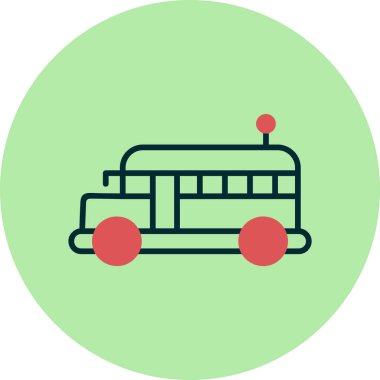 Okul Otobüs Simgesi Vektör İllüstrasyonu 