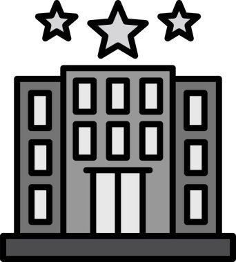 Otel binası simgesi, vektör illüstrasyonu