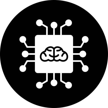 Yapay Zeka web simgesi, vektör illüstrasyonu