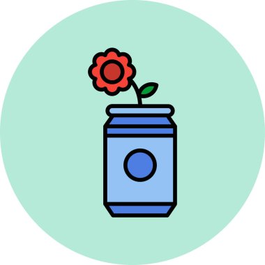 Kutu simgesindeki çiçek, vektör illüstrasyonu