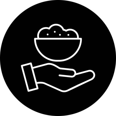 Yiyecek Bağışı ikonu, kâseyle el, vektör illüstrasyonu  