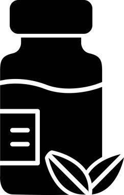 Bitkisel ilaç şişesi simgesinin web illüstrasyonu