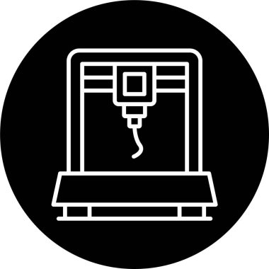 3d yazıcı simgesi, beyaz arkaplanda vektör illüstrasyonu