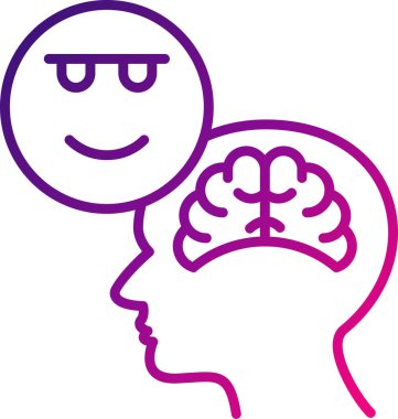 Kendine güvenen beyin ikonu. düz dizayn 