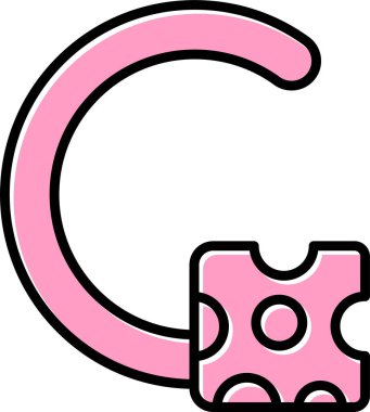 Alfabe için soyut C harfi ve peynir vektör çizimi