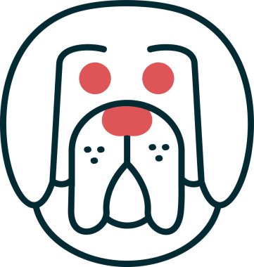 Tibetli Mastiff köpek kafası ikon vektör çizimi 