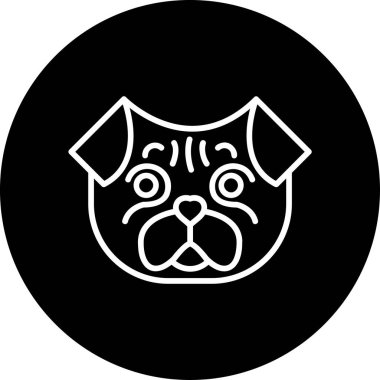Pug dog cins ikonu, vektör illüstrasyonu