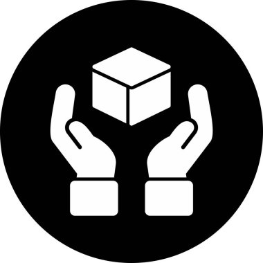 Dikkat ile tutuş işareti, eller küp simgesi, vektör illüstrasyonu 