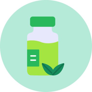 Bitkisel ilaç şişesi simgesinin web illüstrasyonu