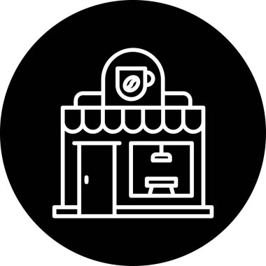 Kahve Dükkanı web simgesi, vektör illüstrasyonu
