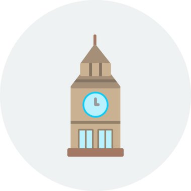Clock tower web icon, vector illustration
