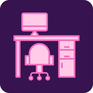 Beyaz arkaplanda izole edilmiş iş yeri simgesi ve vektör illüstrasyonu