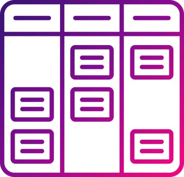 Kanban akış şeması doğrusal simgesi. Not simgesi olan tahta. İş akışı yönetimi. Çalışmalar devam ediyor. Program sistemi. İnce çizgili çizim. Contour sembolü. Vektör çizimi. Düzenlenebilir vuruş