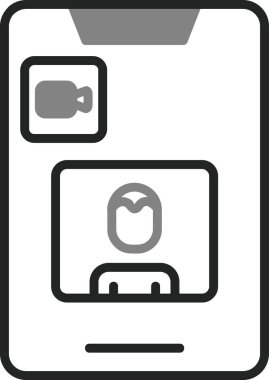 Soyut temalı bir video arama simgesinin düz vektör illüstrasyonu.