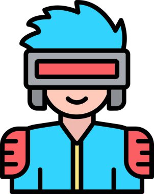 Siberpunk google kullanan erkek karakterin basit çizgi görüntüsü