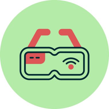 sanal gözlük simgesi, vektör illüstrasyonu 