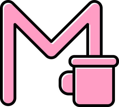 Ağ alfabesi soyut vektör illüstrasyonu için M harfi ve sabıka imzası