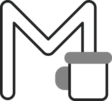 Ağ alfabesi soyut vektör illüstrasyonu için M harfi ve sabıka imzası