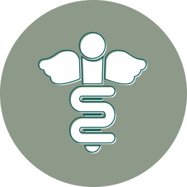 Tıbbi ikon, vektör illüstrasyonu, Asclepius Asası sembolü 