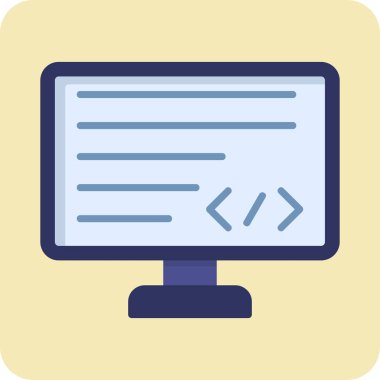 Kodlama ve Geliştirme konsepti simgesi, vektör illüstrasyonu basit tasarım