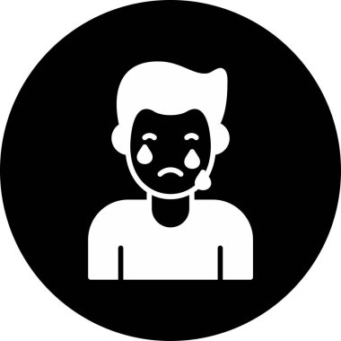 Üzgün ve ağlayan surat. Basit tasarım