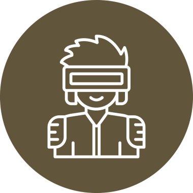 Siber punk google kullanan erkek karakterin basit vektör görüntüsü