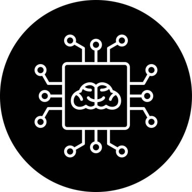 Yapay Zeka web simgesi, vektör illüstrasyonu