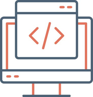 Web kodlama geliştirme simgesi doldurulmuş ana hatlar biçiminde