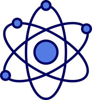 Bilimsel kullanım için düz vektör illüstrasyon atom simgesi gösterimi.