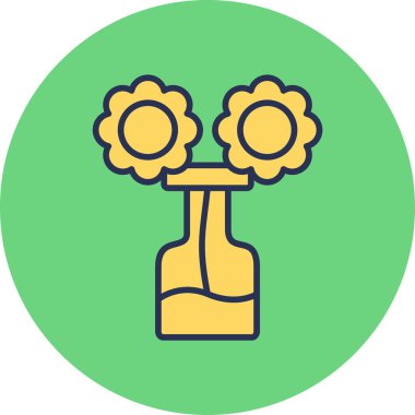 Çiçekli vazo. Web simgesi basit illüstrasyon