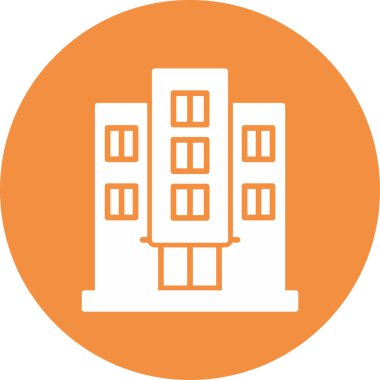 Otel binası simgesi, vektör illüstrasyonu