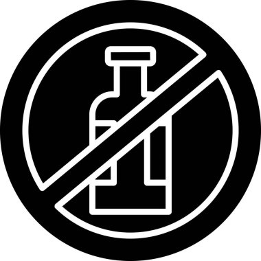 alkol yok, şişe simgesi, vektör illüstrasyonu