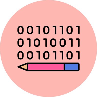 İkili Kod, Web simgesi basit illüstrasyon